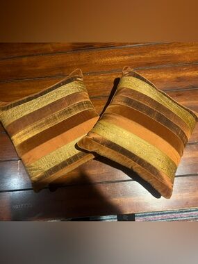 Striped Rust
And Gold Throw Pillow Set - Home Accents
